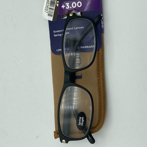 ICU Eyewear Henderson Black Reading Glasses Readers with Case +3.00 - Picture 10 of 14